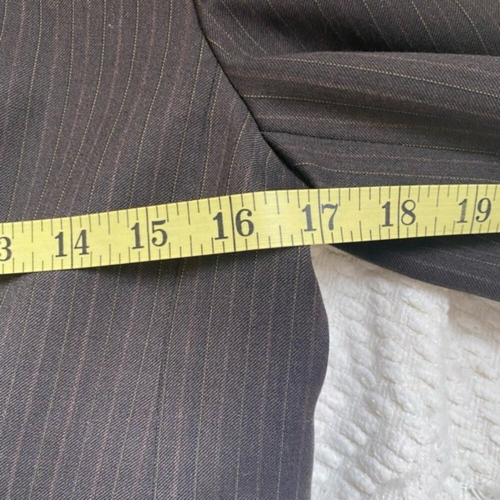 Ann Taylor Loft Women's Brown Pinstripe Wool Blend Blazer Jacket Size 2 - Picture 5 of 6